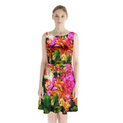 Orchids In The Market Sleeveless Waist Tie Chiffon Dress