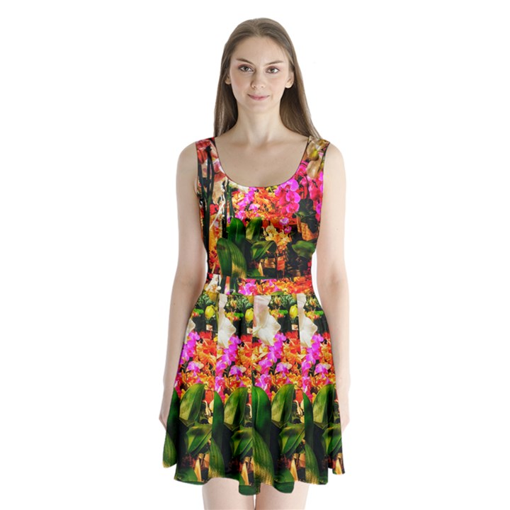 Orchids in the Market Split Back Mini Dress 