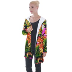 Orchids In The Market Longline Hooded Cardigan