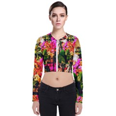 Orchids In The Market Long Sleeve Zip Up Bomber Jacket