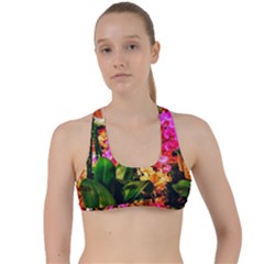 Orchids In The Market Criss Cross Racerback Sports Bra