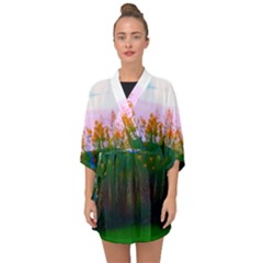 Field Of Goldenrod Half Sleeve Chiffon Kimono