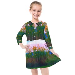 Field Of Goldenrod Kids  Quarter Sleeve Shirt Dress