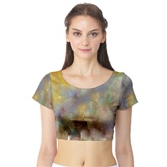 Abstract: Candle And Nail Polish Short Sleeve Crop Top by okhismakingart