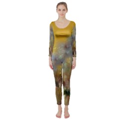 Abstract: Candle And Nail Polish Long Sleeve Catsuit by okhismakingart