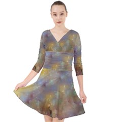 Abstract: Candle And Nail Polish Quarter Sleeve Front Wrap Dress by okhismakingart