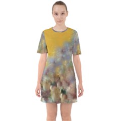 Abstract: Candle And Nail Polish Sixties Short Sleeve Mini Dress by okhismakingart