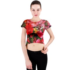 Lovely Lilies  Crew Neck Crop Top by okhismakingart