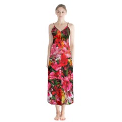 Lovely Lilies  Button Up Chiffon Maxi Dress