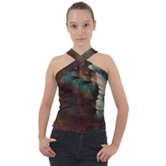 Abstract: Hallway Cross Neck Velour Top