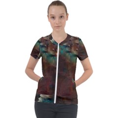 Abstract: Hallway Short Sleeve Zip Up Jacket by okhismakingart