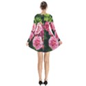 Summer Roses Long Sleeve Velvet V-neck Dress View2