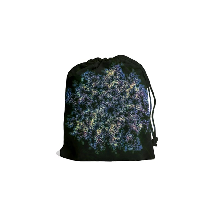 Queen Annes Lace in Blue and Yellow Drawstring Pouch (Small)