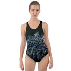 Queen Annes Lace in Blue and Yellow Cut-Out Back One Piece Swimsuit