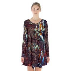 Chamber Of Reflection Long Sleeve Velvet V-neck Dress by okhismakingart