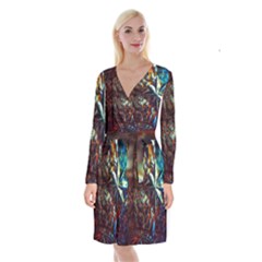 Chamber Of Reflection Long Sleeve Velvet Front Wrap Dress by okhismakingart