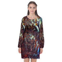 Chamber Of Reflection Long Sleeve Chiffon Shift Dress  by okhismakingart