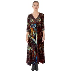 Chamber Of Reflection Button Up Boho Maxi Dress by okhismakingart