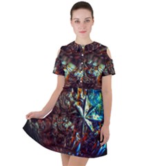 Chamber Of Reflection Short Sleeve Shoulder Cut Out Dress 