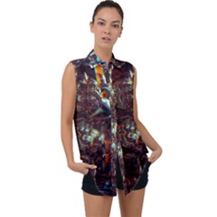 Chamber Of Reflection Sleeveless Chiffon Button Shirt