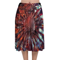 Crystal Daisy Velvet Flared Midi Skirt