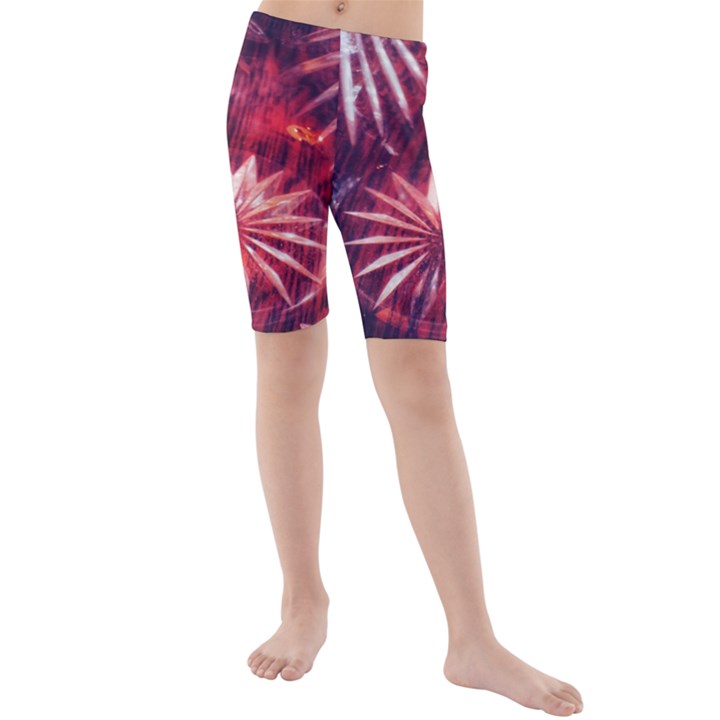 Faded Crystal Flower Kids  Mid Length Swim Shorts