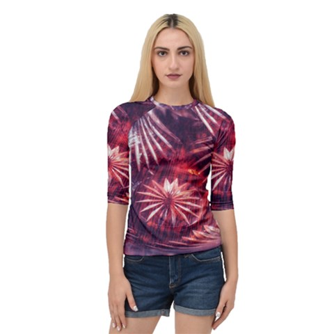 Faded Crystal Flower Quarter Sleeve Raglan Tee by okhismakingart