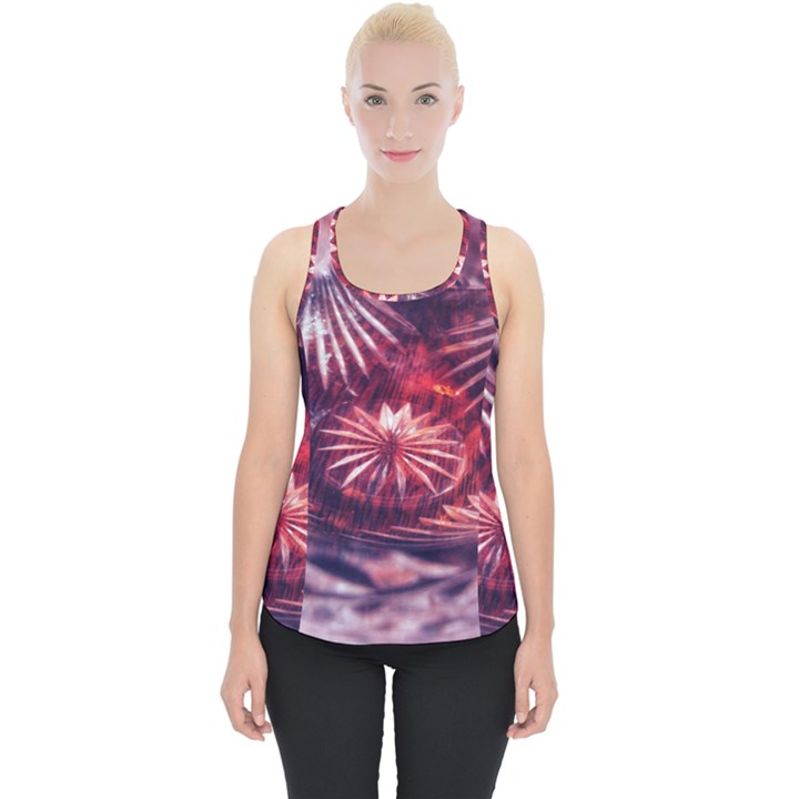 Faded Crystal Flower Piece Up Tank Top