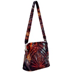 Double Crystal Daisy Zipper Messenger Bag