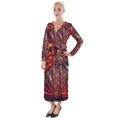 Double Crystal Daisy Velvet Maxi Wrap Dress