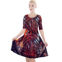 Double Crystal Daisy Quarter Sleeve A-line Dress by okhismakingart