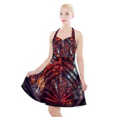 Double Crystal Daisy Halter Party Swing Dress  by okhismakingart