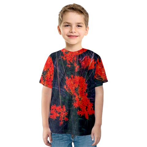 Neon Orange Butterfly Weed Kids  Sport Mesh Tee by okhismakingart