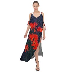 Neon Orange Butterfly Weed Maxi Chiffon Cover Up Dress