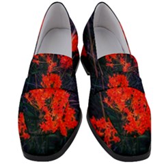 Neon Orange Butterfly Weed Women s Chunky Heel Loafers