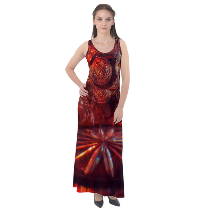 Glass Geometries  Sleeveless Velour Maxi Dress