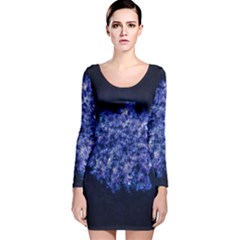 Queen Annes Lace In Blue Long Sleeve Velvet Bodycon Dress