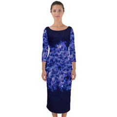 Queen Annes Lace In Blue Quarter Sleeve Midi Bodycon Dress by okhismakingart