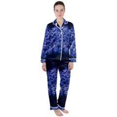 Queen Annes Lace In Blue Satin Long Sleeve Pyjamas Set