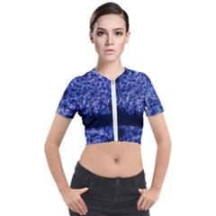 Queen Annes Lace In Blue Short Sleeve Cropped Jacket