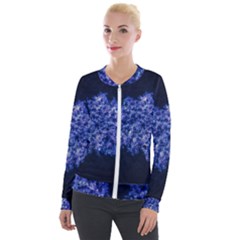 Queen Annes Lace In Blue Velour Zip Up Jacket