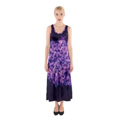 Queen Annes Lace In Purple And White Sleeveless Maxi Dress by okhismakingart