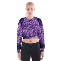 Queen Annes Lace In Purple And White Cropped Sweatshirt by okhismakingart