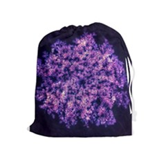 Queen Annes Lace In Purple And White Drawstring Pouch (xl) by okhismakingart