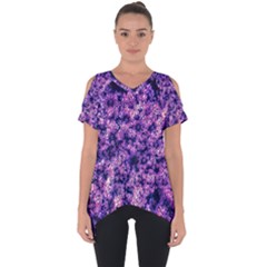 Queen Annes Lace In Purple And White Cut Out Side Drop Tee by okhismakingart