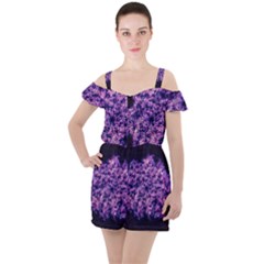 Queen Annes Lace In Purple And White Ruffle Cut Out Chiffon Playsuit by okhismakingart