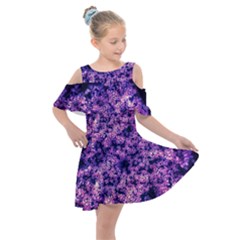 Queen Annes Lace In Purple And White Kids  Shoulder Cutout Chiffon Dress