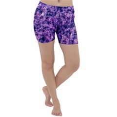 Queen Annes Lace In Purple And White Lightweight Velour Yoga Shorts by okhismakingart