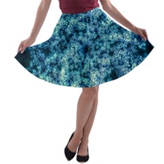 Queen Annes Lace In Neon Blue A-line Skater Skirt by okhismakingart