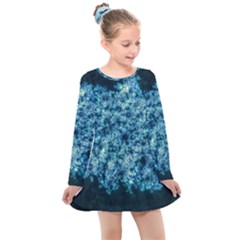 Queen Annes Lace In Neon Blue Kids  Long Sleeve Dress by okhismakingart